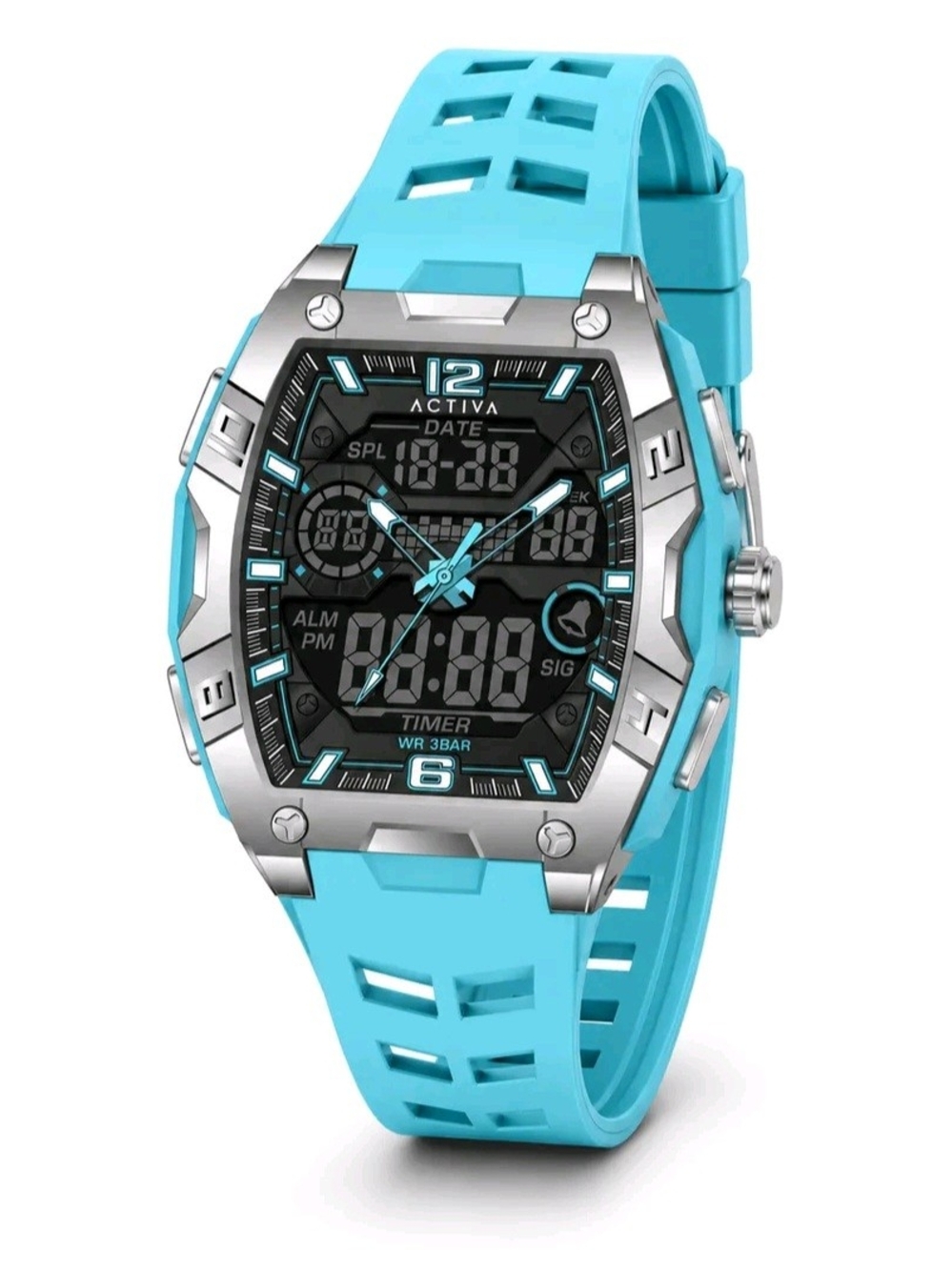 Activa Men's Turquoise Sport Digital-Analog Watch